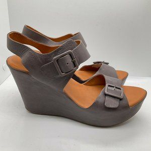 Kork-Ease Womens Gray Leather Slingback Sandal